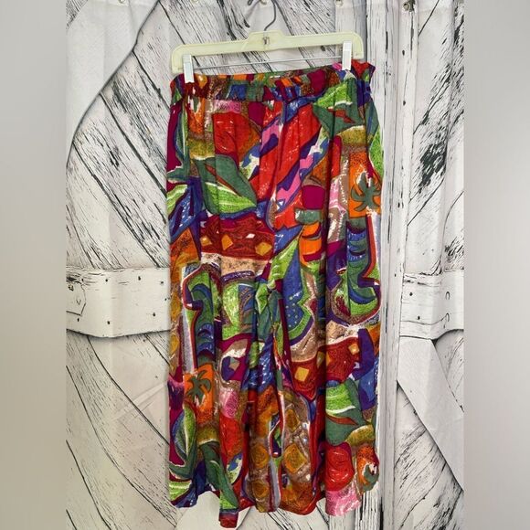 VTG 90s Abstract Artsy Palazzo Pant Set/Suit M - Picture 11 of 12
